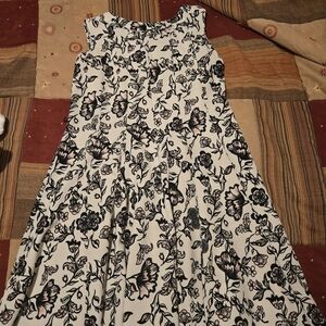 Floral Black and White Dress